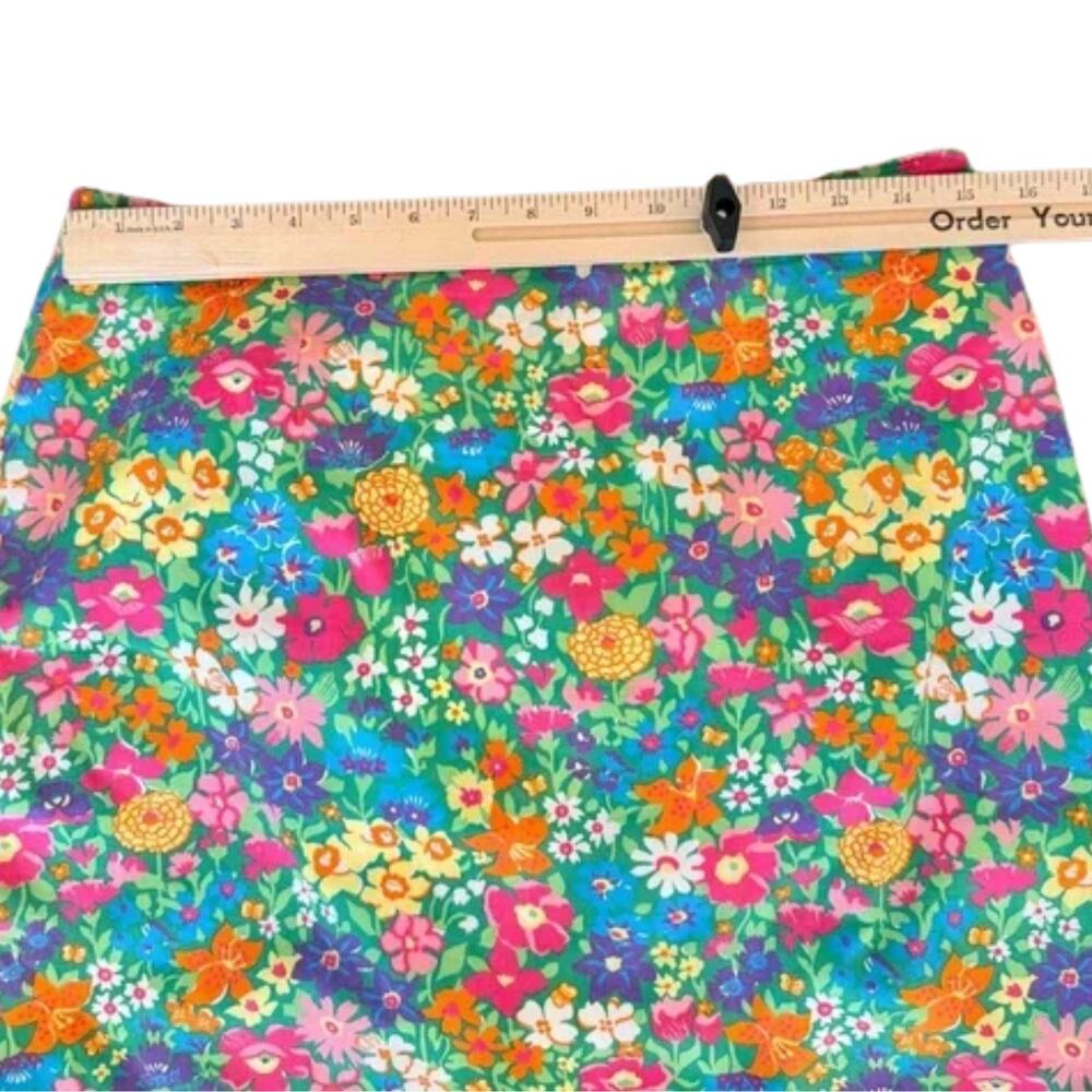 Lilly Pulitzer Green Blue Pink Floral Side Bow Mini Skirt Size 12 Golf Preppy - Picture 3 of 9